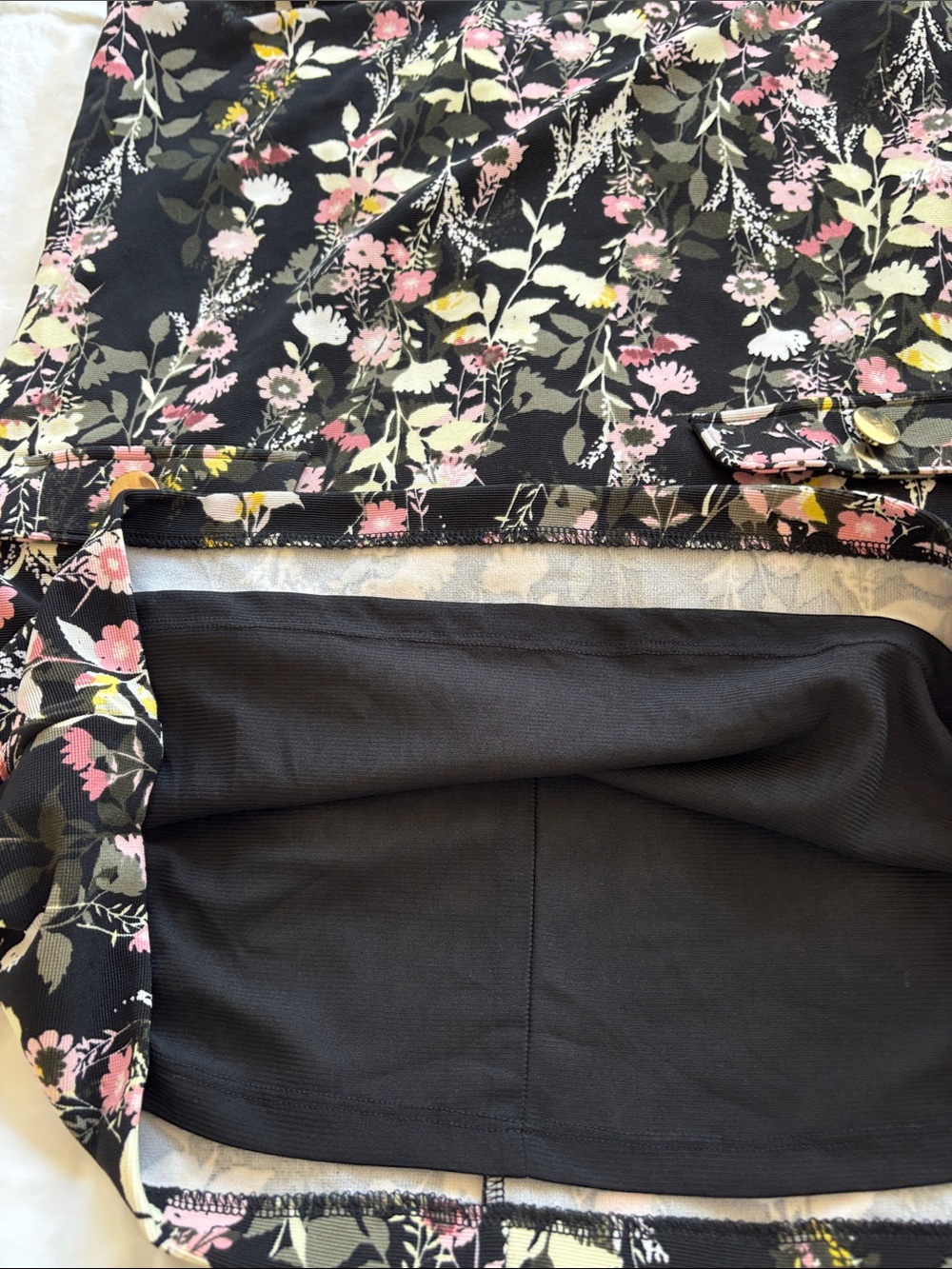 Floral Black Sleeveless Shift Dress - Pink & Cream Flowers - Picture 3 of 5